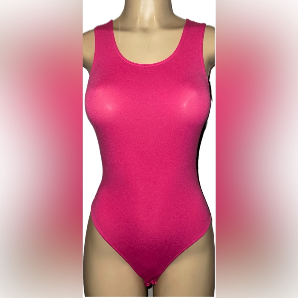 Wolford Velvet Deluxe Full Brief Bodysuit Hot Pink Medium NWOT